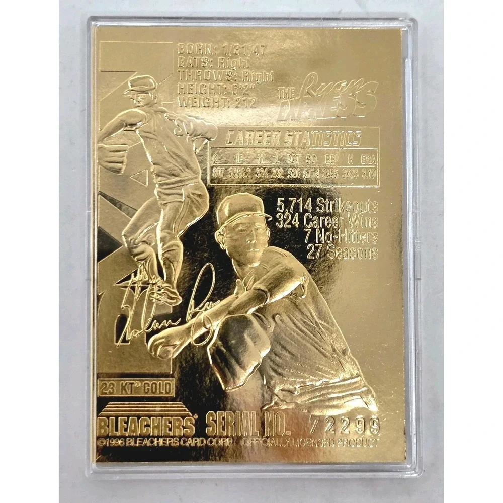 1996 Bleachers Baseballs Greatest Champions Nolan Ryan 23k Gold Card COA VINTAGE